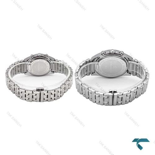 ساعت ست رومانسون سه موتوره استیل صفحه سرمه ای Romanson-6259-S