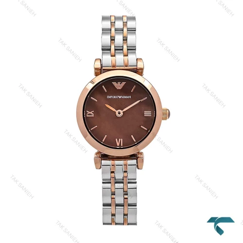 امپریوآرمانی زنانه مینی دورنگ رزگلد صفحه قهوه ای ایندکس خط Armani-6267-L