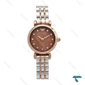 ساعت آرمانی مینی زنانه دورنگ رزگلد صفحه قهوه ای Armani-6268-L