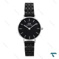 ساعت دنیل ولینگتون زنانه گرد مشکی نقره ای اسمال DW-6284-L