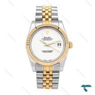 ساعت مردانه رولکس دورنگ طلایی صفحه سفید مهندسی Rolex-6300-G