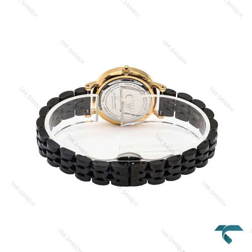 ساعت دنیل ولینگتون زنانه مشکی طلایی بند فلزی اسمال DW-6312-L