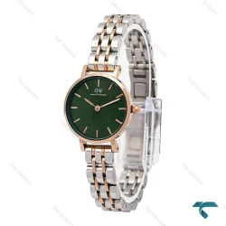 ساعت دی دبلیو زنانه دورنگ رزگلد صفحه سبز مینی DW-6317-L