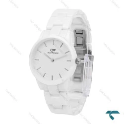 ساعت دنیل ولینگتون زنانه سرامیکی سفید ایندکس نقره ای DW-6319-L