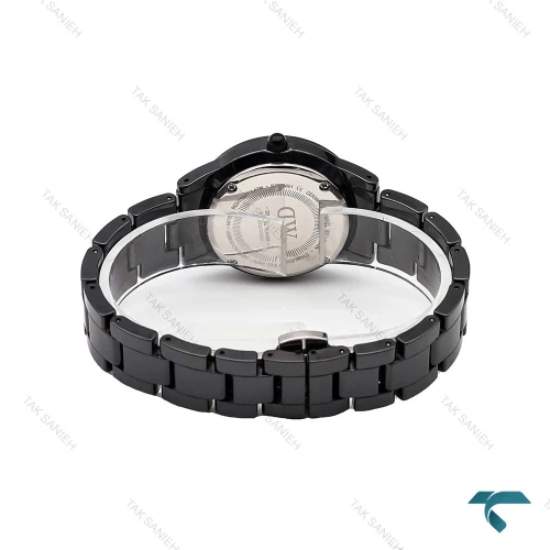 ساعت DW زنانه سرامیکی مشکی ایندکس رزگلد DW-6322-L