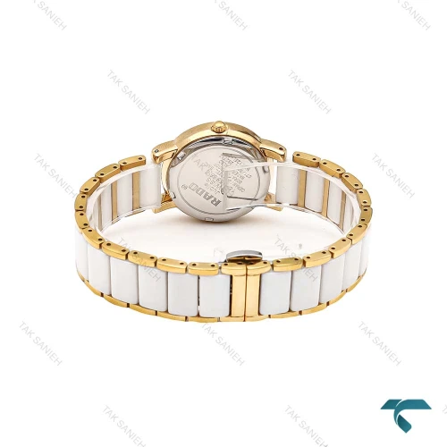 ساعت رادو Centrix زنانه وسط سرامیکی سفید طلایی Rado-6335-L