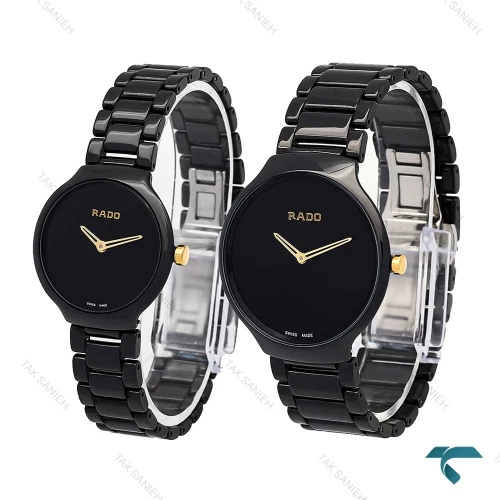 ساعت ست رادو تمام سرامیکی مشکی عقربه طلایی Rado-6339-S