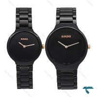 ست ساعت رادو مشکی سرامیکی عقربه رزگلد Rado-6340-S