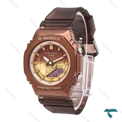 جیشاک زنانه GM-S2100 قهوه ای صفحه طلایی قهوه ای G-shock-6385-L