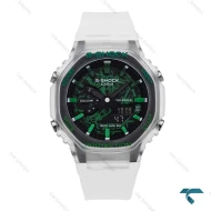 جیشاک زنانه GMA-S2100 سفید شیشه ای صفحه سبز G-shock-6412-L