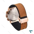 ساعت هابلوت زنانه سه موتوره رزگلد بند چرم قهوه ای صفحه مشکی Hublot-6416-L