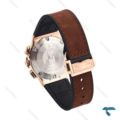 ساعت هابلوت زنانه رزگلد بند چرم قهوه ای صفحه اسکلتون Hublot-6417-L