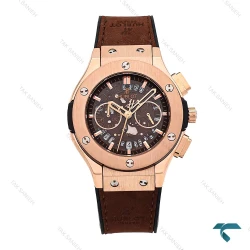 ساعت هابلوت زنانه رزگلد بند چرم قهوه ای صفحه اسکلتون Hublot-6417-L