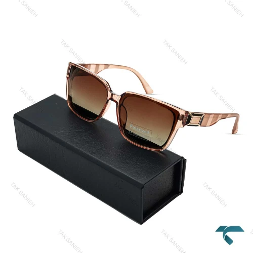 عینک دودی پرادا زنانه فریم شفاف قهوه ای پلاریزه Prada-6489-L