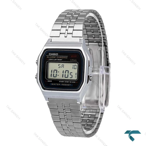 ساعت کاسیو نوستالژی A159WA مردانه استیل صفحه مشکی Casio-6496-G