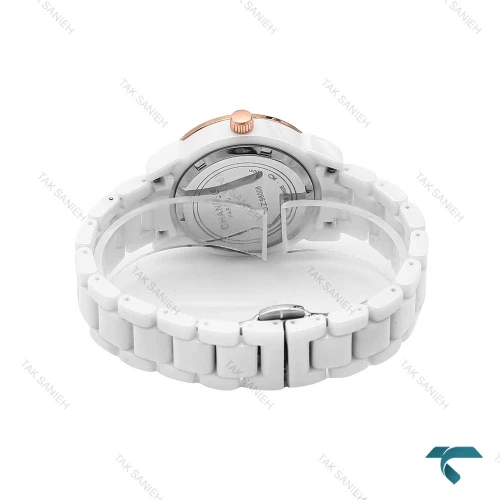 ساعت مچی شنل زنانه سرامیکی سفید صفحه مشکی Chanel-6504-L