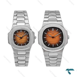 ساعت ست پتک فیلیپ استیل صفحه مشکی نارنجی Patek-6532-S