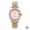 ساعت رولکس زنانه دورنگ طلایی دورنگین صفحه صورتی Rolex-6540-L