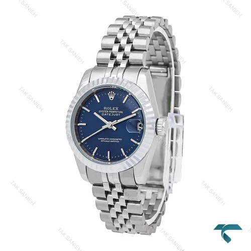 ساعت رولکس زنانه استیل صفحه سرمه ای خطی مدیوم Rolex-6541-L