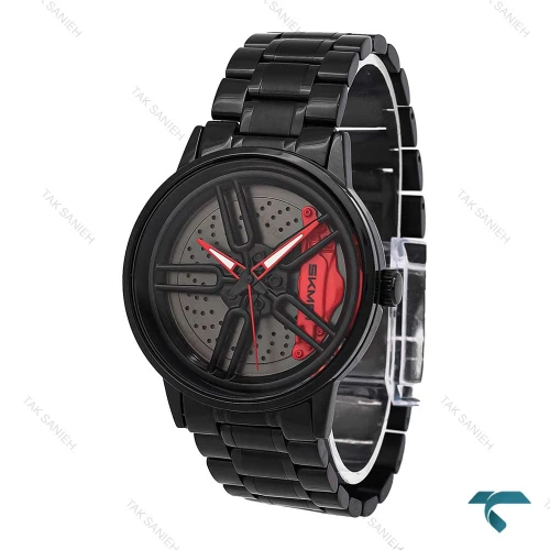 ساعت مردانه اسکمی مشکی قرمز رینگ چنگکی Skemi-6544-G