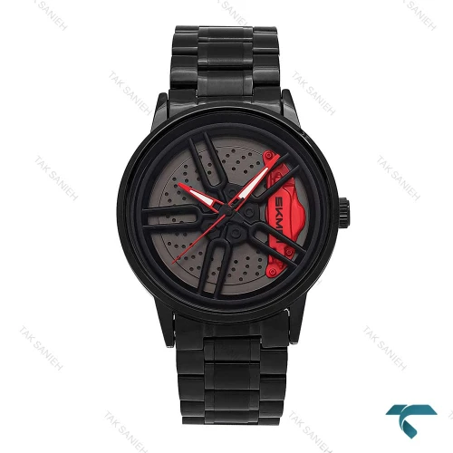 ساعت مردانه اسکمی مشکی قرمز رینگ چنگکی Skemi-6544-G