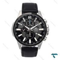 ساعت کاسیو ادیفایس EFR303 مردانه سیلور بند چرم مشکی Casio-6572-G
