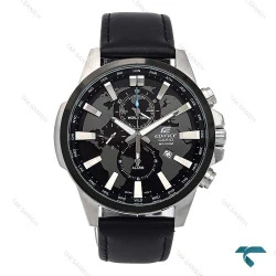 ساعت کاسیو ادیفایس EFR303 مردانه سیلور بند چرم مشکی Casio-6572-G