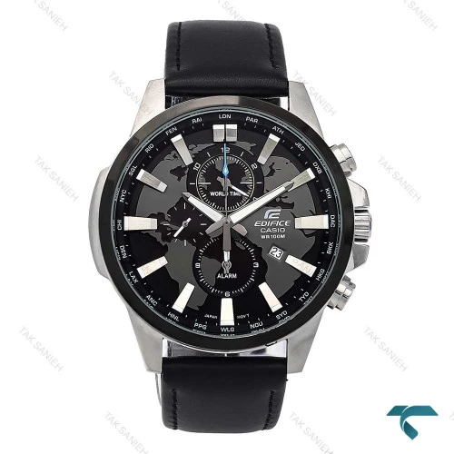 ساعت کاسیو ادیفایس EFR303 مردانه سیلور بند چرم مشکی Casio-6572-G