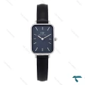 ساعت دنیل ولینگتون زنانه مستطیلی بند چرم مشکی صفحه سرمه ای DW-6576-L