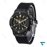 ساعت زنانه هابلوت سه موتوره مشکی ایندکس طلایی Hublot-6578-L