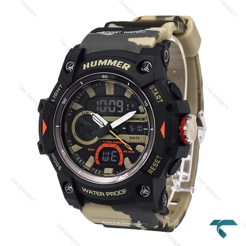 ساعت هامر مردانه 1440 دوزمانه خاکی ارتشی Hummer-6593-G