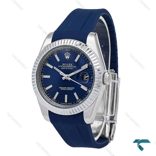 ساعت مردانه رولکس DateJust 2 بند رابر سرمه ای Rolex-6606-G