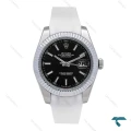 ساعت مردانه رولکس دیت جاست 2 بند رابر سفید Rolex-6608-G