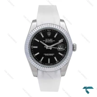 ساعت مردانه رولکس دیت جاست 2 بند رابر سفید Rolex-6608-G