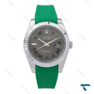 ساعت مردانه رولکس دیت جاست 2 ویمبلدون بند رابر سبز Rolex-6611-G