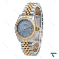 ساعت زنانه رولکس دورنگ طلایی دورنگین صفحه آبی Rolex-6625-L