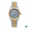 ساعت زنانه رولکس دورنگ طلایی دورنگین صفحه آبی Rolex-6625-L