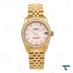 ساعت زنانه رولکس طلایی صفحه صورتی دورنگین Rolex-6626-L
