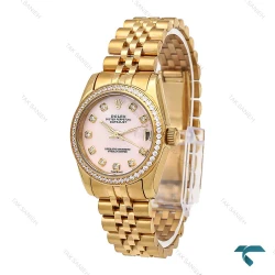 ساعت زنانه رولکس طلایی صفحه صورتی دورنگین Rolex-6626-L