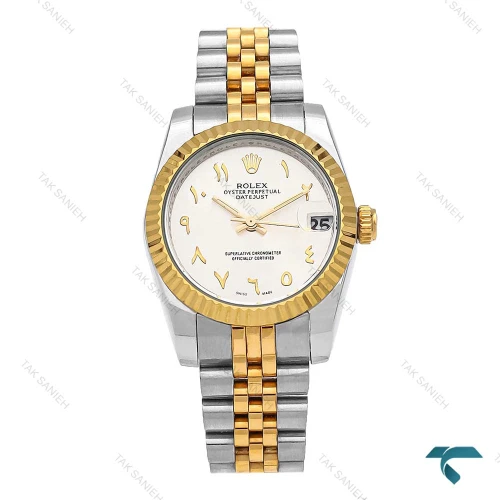 ساعت زنانه رولکس دورنگ طلایی ایندکس عربی Rolex-6627-G