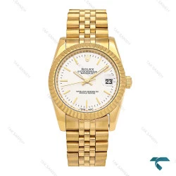 ساعت مردانه رولکس طلایی صفحه سفید خطی Rolex-6635-G