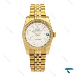 ساعت زنانه رولکس طلایی صفحه سفید متوسط Rolex-6636-L