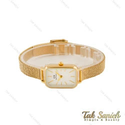 ساعت دنیل ولینگتون زنانه مستطیلی حصیری طلایی صفحه سفید DW-5625-L