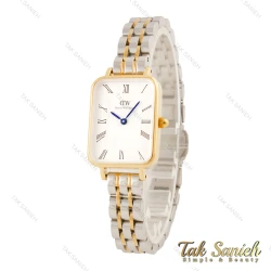 ساعت DW زنانه مستطیلی دورنگ طلایی ایندکس یونانی DW-5628-L