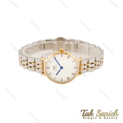 ساعت DW زنانه گرد فلزی دورنگ طلایی ایندکس یونانی DW-5630-L