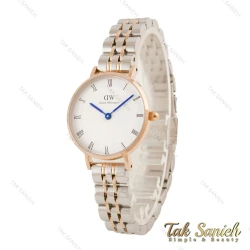 ساعت DW زنانه گرد فلزی دورنگ رزگلد ایندکس یونانی DW-5631-L