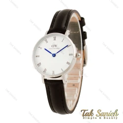 ساعت دنیل ولینگتون زنانه نقره ای بند چرم مشکی ایندکس یونانی DW-5634-L