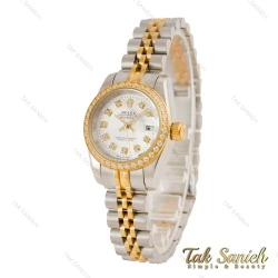 ساعت رولکس زنانه دورنگین صفحه سیلور Rolex-5653-L