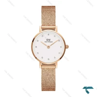 ساعت زنانه دنیل ولینگتون مینی گرد حصیری رزگلد ایندکس نگین DW-6639-24-L