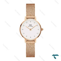 ساعت زنانه دنیل ولینگتون مینی گرد حصیری رزگلد ایندکس نگین DW-6639-24-L